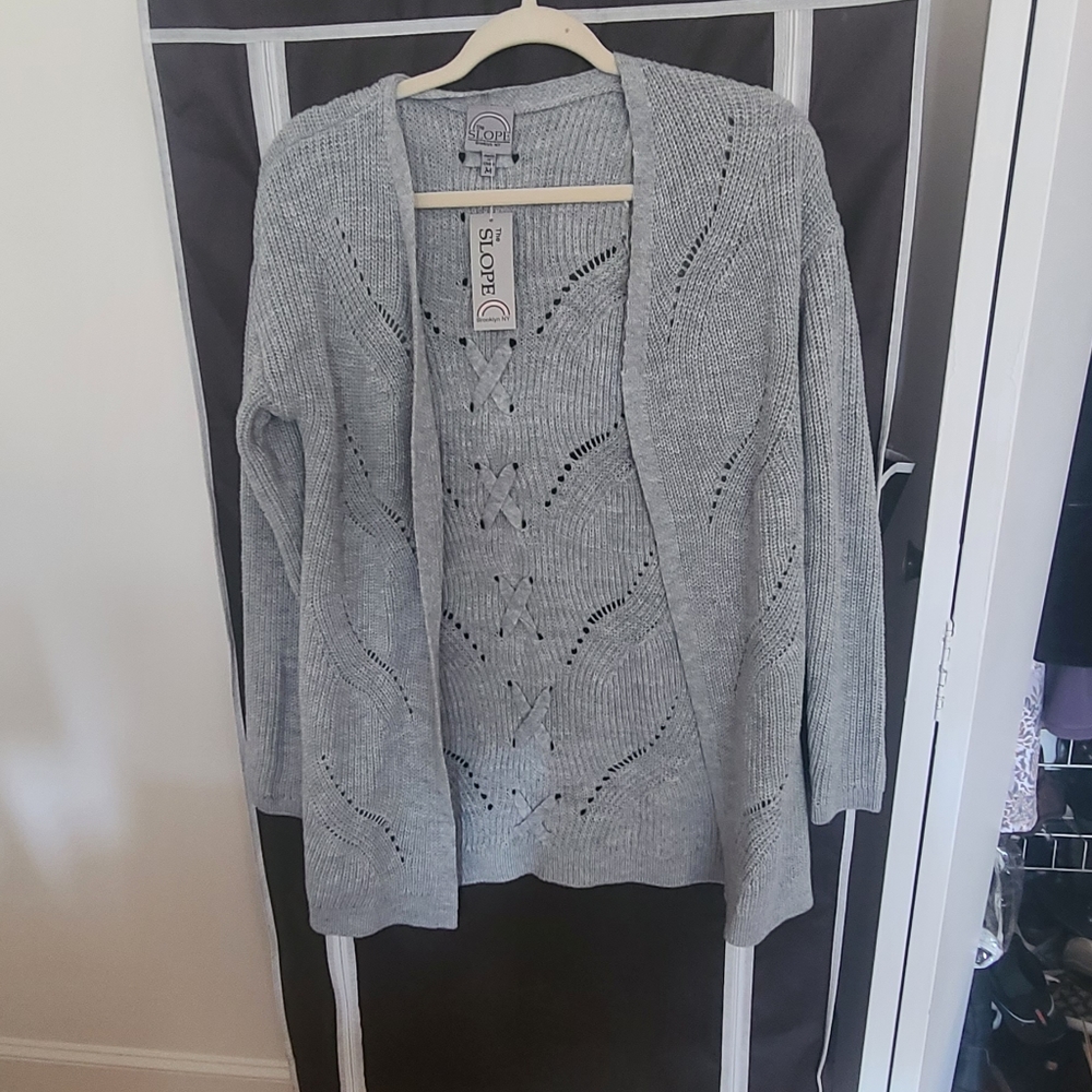 NWT the Slope grey open cardigan size medium